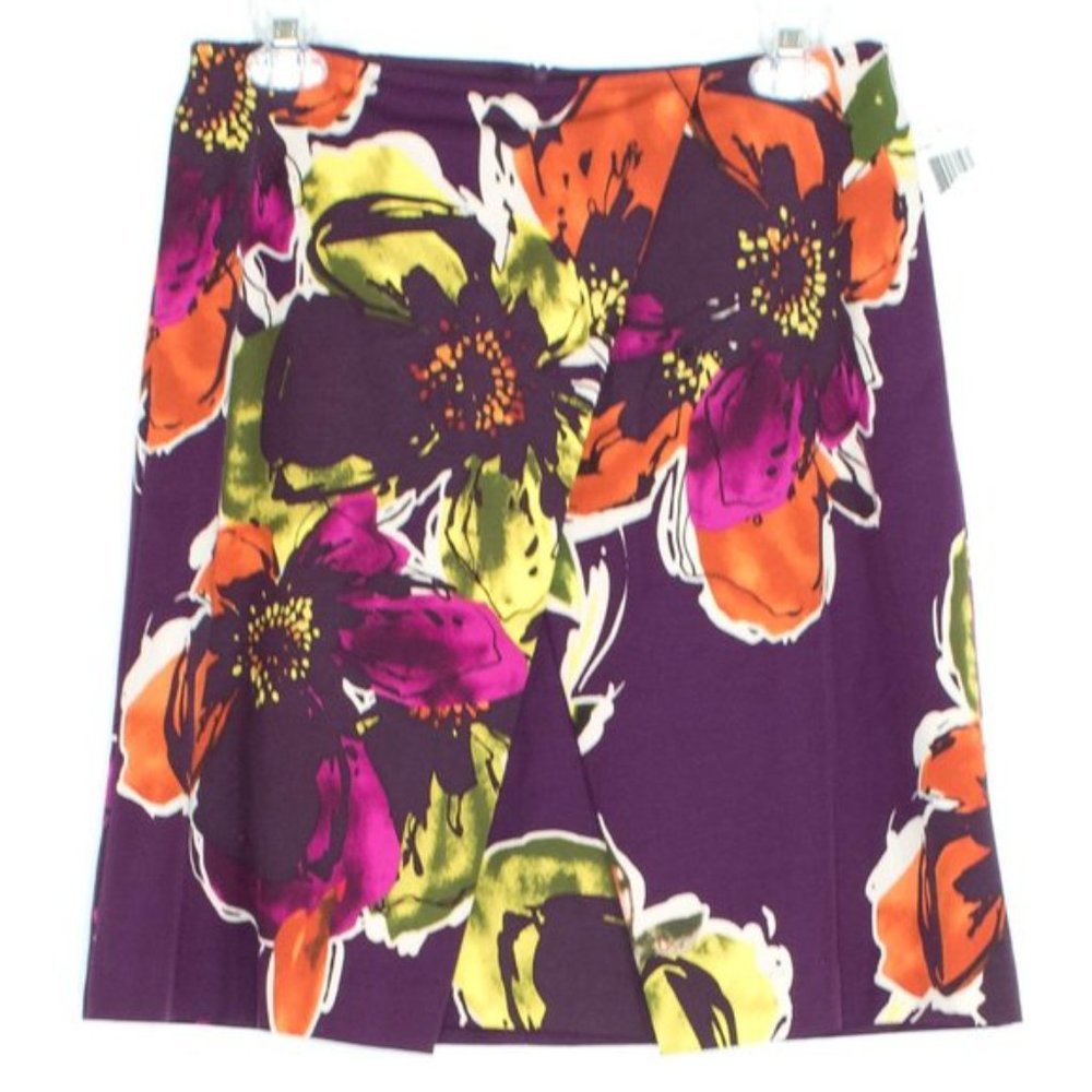 Trina Turk women's EPIPHANY fig flower stretch pocketed lace lining layer skirt